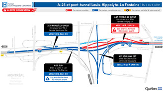 Fermetures de l’autoroute 25 durant la fin de semaine du 3 juillet (Groupe CNW/Ministère des Transports et de la Mobilité durable)