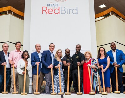 Members of The Shops at RedBird executive leadership team participates in the official groundbreaking ceremony, holding ceremonial sledgehammers to commemorate the start of the project's next phase of redevelopment at The Shops at RedBird in Southern Dallas, Texas.