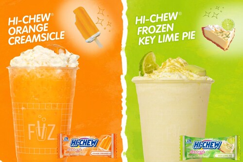 HI-CHEW® and FiiZ team up to launch two dessert-inspired dirty sodas for a limited time: Orange Creamsicle and Frozen Key Lime Pie