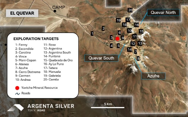 Satellite image new targets (CNW Group/Argenta Silver Corp.) Satellite image new targets (CNW Group/Argenta Silver Corp.)