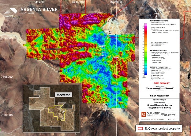 Ground Magnetics geophysical survey (CNW Group/Argenta Silver Corp.) Ground Magnetics geophysical survey (CNW Group/Argenta Silver Corp.)