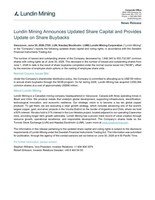 Lundin Mining Announces Updated Share Capital and Provides Update on Share Buybacks (CNW Group/Lundin Mining Corporation)
