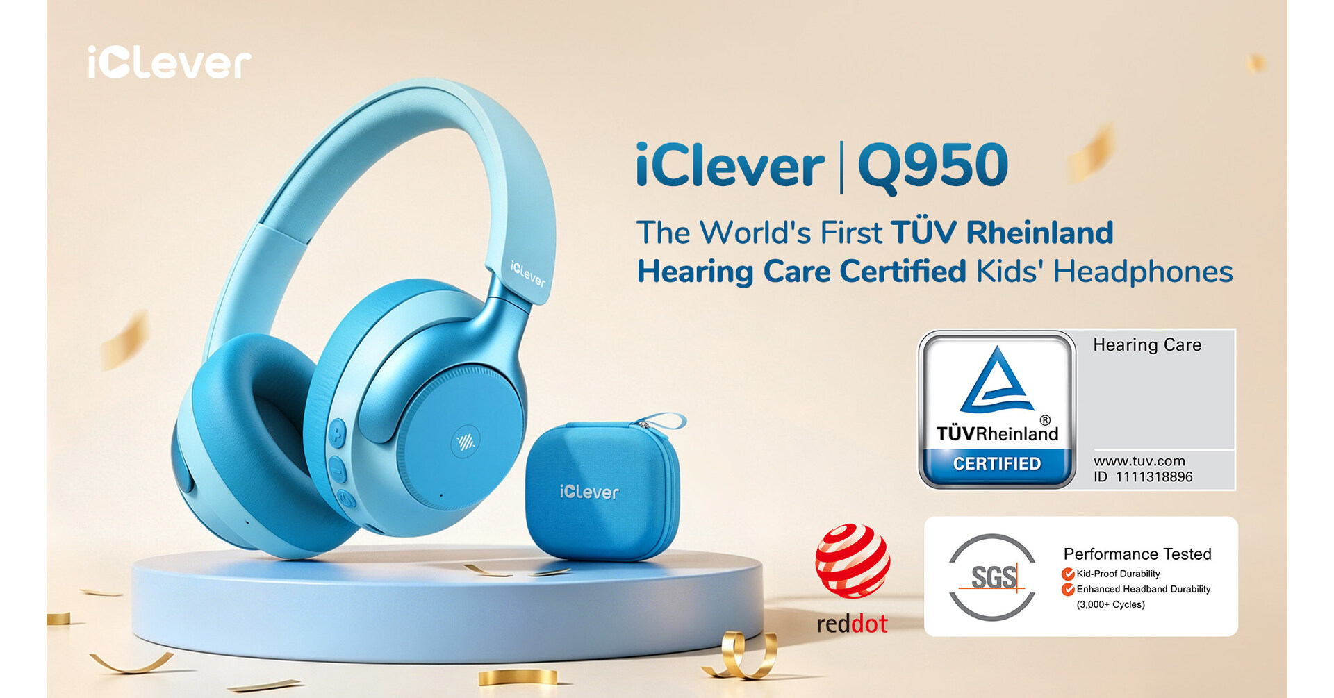 iClever Launches the Q950, the World's First TÜV Rheinland Hearing Care Certified Kids' Headphones