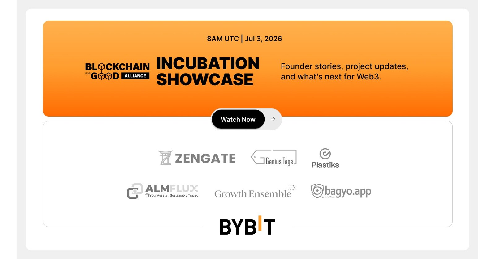 Bybit Livestream: Showcasing Blockchain for Good Alliance's Latest Incubation Cohort