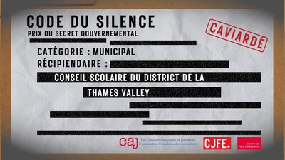 Pas de Joconde ici : Le conseil scolaire du district de Thames Valley remporte le Prix du Code du silence pour son excellence en matière de secret gouvernemental
