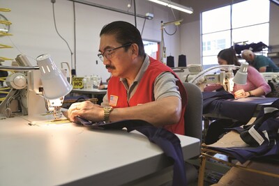 North Bay Industries employees including Jamie Rivera sew military uniforms and interment flags
