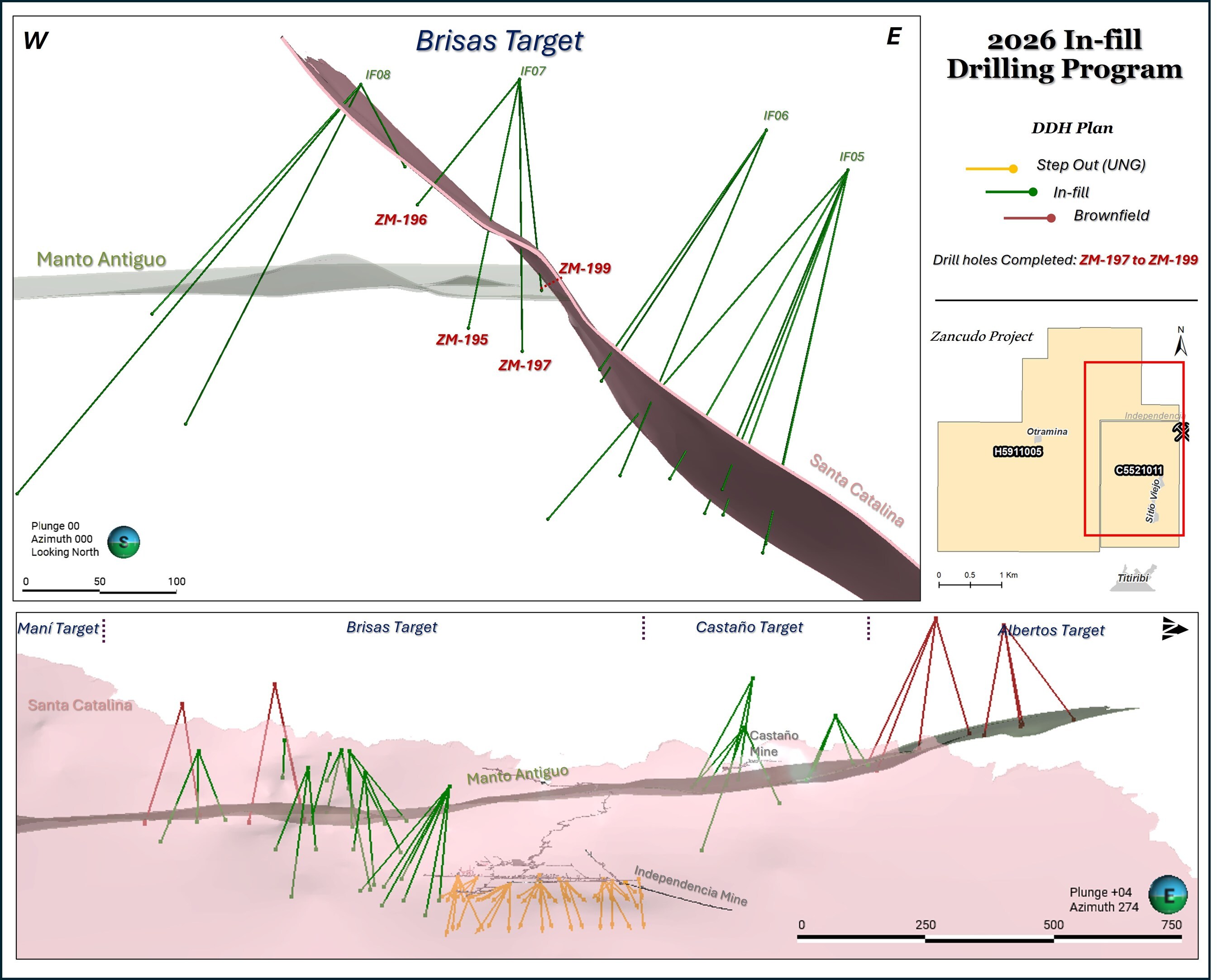 Attachment 2 – 3-D Structural sketch of the Las Brisas Target (CNW Group/Denarius Metals Corp.)