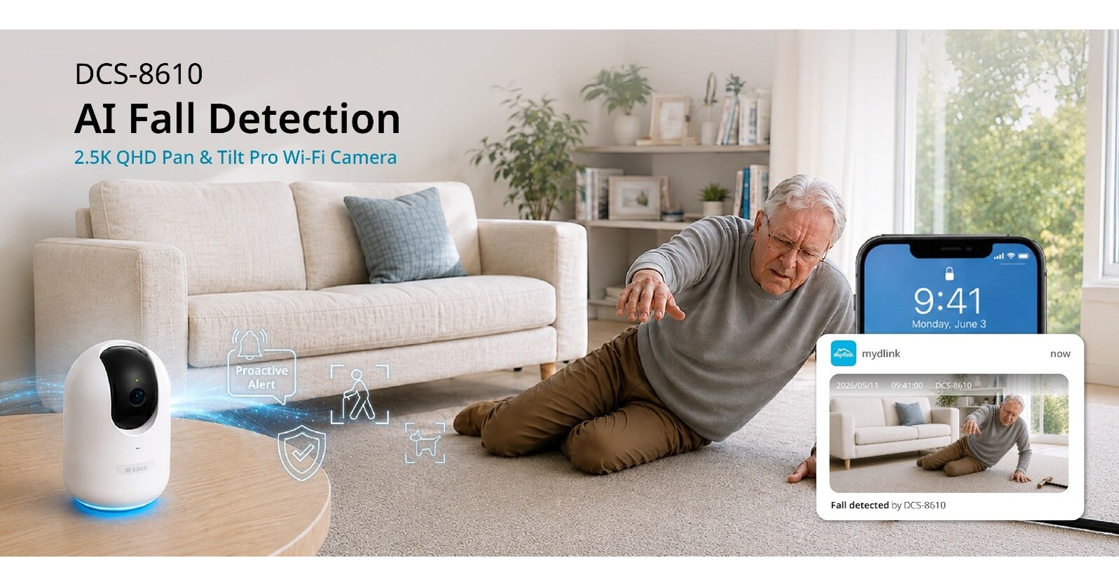 D-Link Brings Advanced AI Fall Detection and Privacy Protection to Home Elderly Care with the New DCS-8610 Wi-Fi Camera
