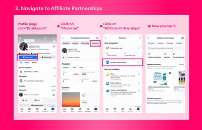 2. Membuka menu Affiliate Partnerships melalui tab Monetisation (PRNewsfoto/Lazada Group)