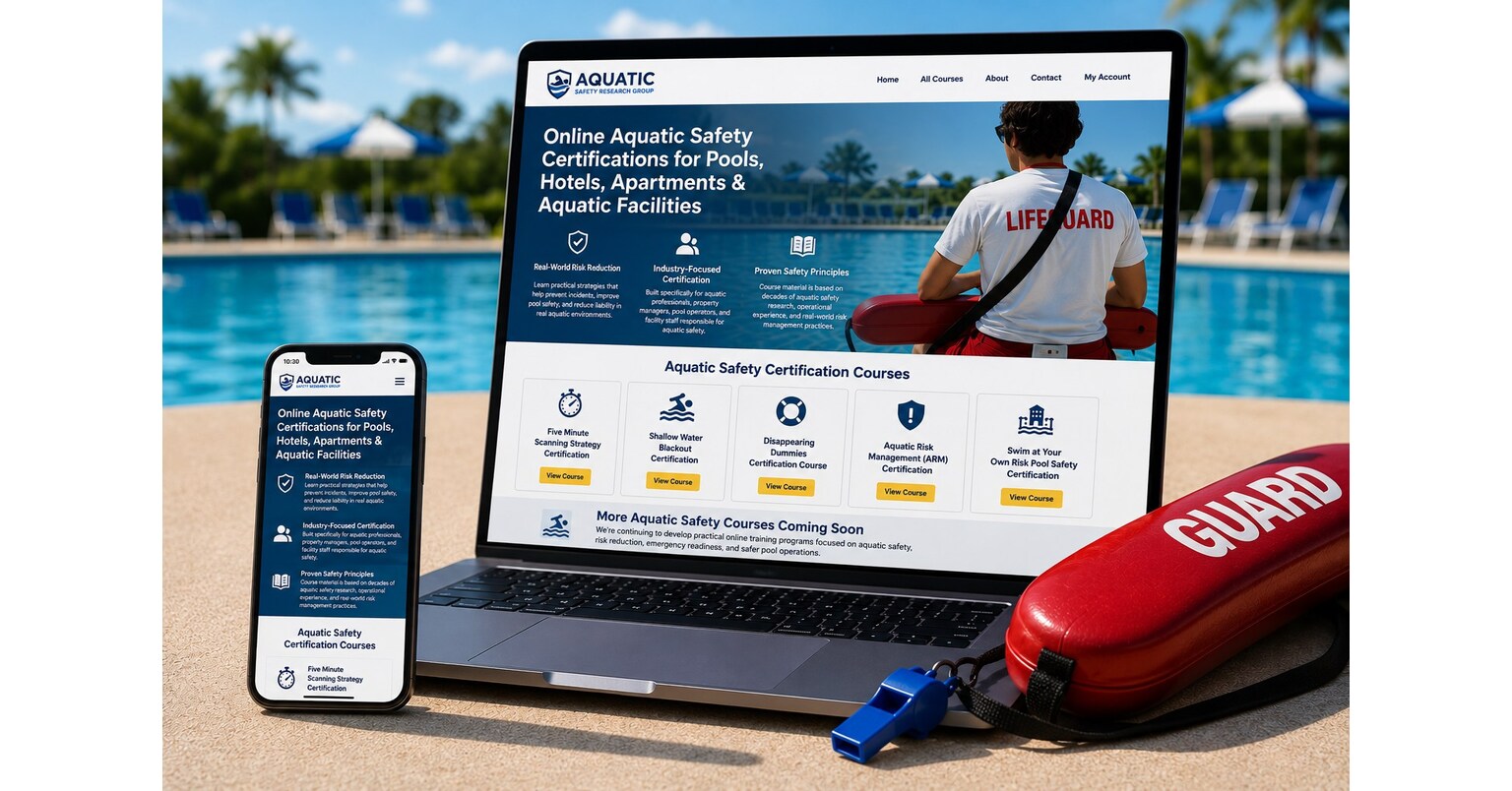 Aquatic Safety Research Group Launches New Online Certification Platform to Help Aquatic Facilities Reduce Risk and Prevent Drowning Incidents