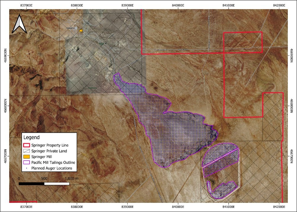 Figure 6. Identified historical tailings of variable grade at Springer. (CNW Group/Blue Moon Metals) Figure 6. Identified historical tailings of variable grade at Springer. (CNW Group/Blue Moon Metals)