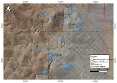 Figure 5. Identified stockpiles of variable grade at Springer. (CNW Group/Blue Moon Metals)