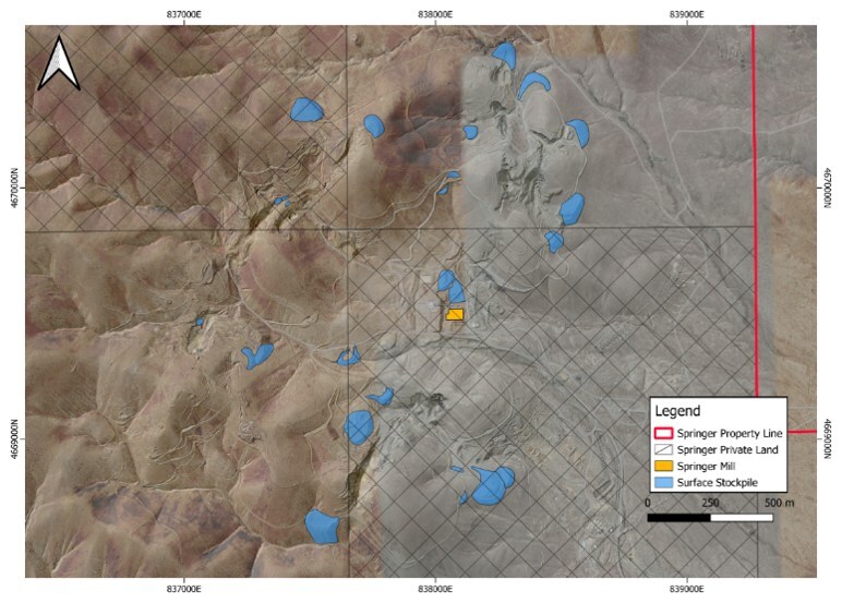 Figure 5. Identified stockpiles of variable grade at Springer. (CNW Group/Blue Moon Metals) Figure 5. Identified stockpiles of variable grade at Springer. (CNW Group/Blue Moon Metals)