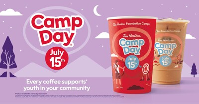 Tim Hortons Camp Day is back on July 15 with 100% of all hot and iced coffee proceeds donated* to Tim Hortons Foundation Camps! (CNW Group/Tim Hortons)