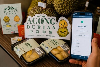 AGONG Durian's blockchain-powered verification enables consumers to scan a QR code and verify the origin and product details of each durian. AGONG Durian's blockchain-powered verification enables consumers to scan a QR code and verify the origin and product details of each durian.