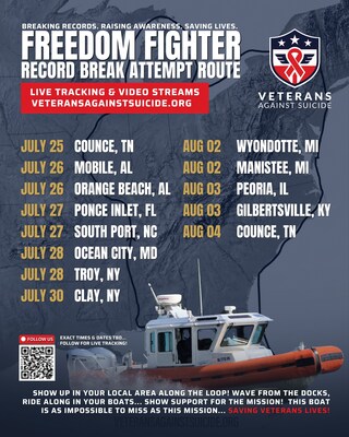 Freedom Fighter's Route: America's Great Loop Record-Breaking Attempt for Veterans Against Suicide Freedom Fighter's Route: America's Great Loop Record-Breaking Attempt for Veterans Against Suicide