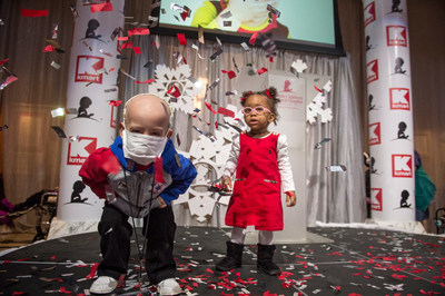 Patients Isaac and Elaina dance as they join St. Jude Children's Research Hospital and Kmart, to celebrate the retailer raising more than $100 million in donations.