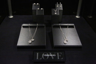 Jewelry from the Vera Wang LOVE collection on display at the Vera Wang LOVE holiday event at Betony in New York City on December 7, 2016.