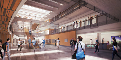 Rendering of the central atrium at CSE2, University of Washington. Image courtesy of LMN Architects.