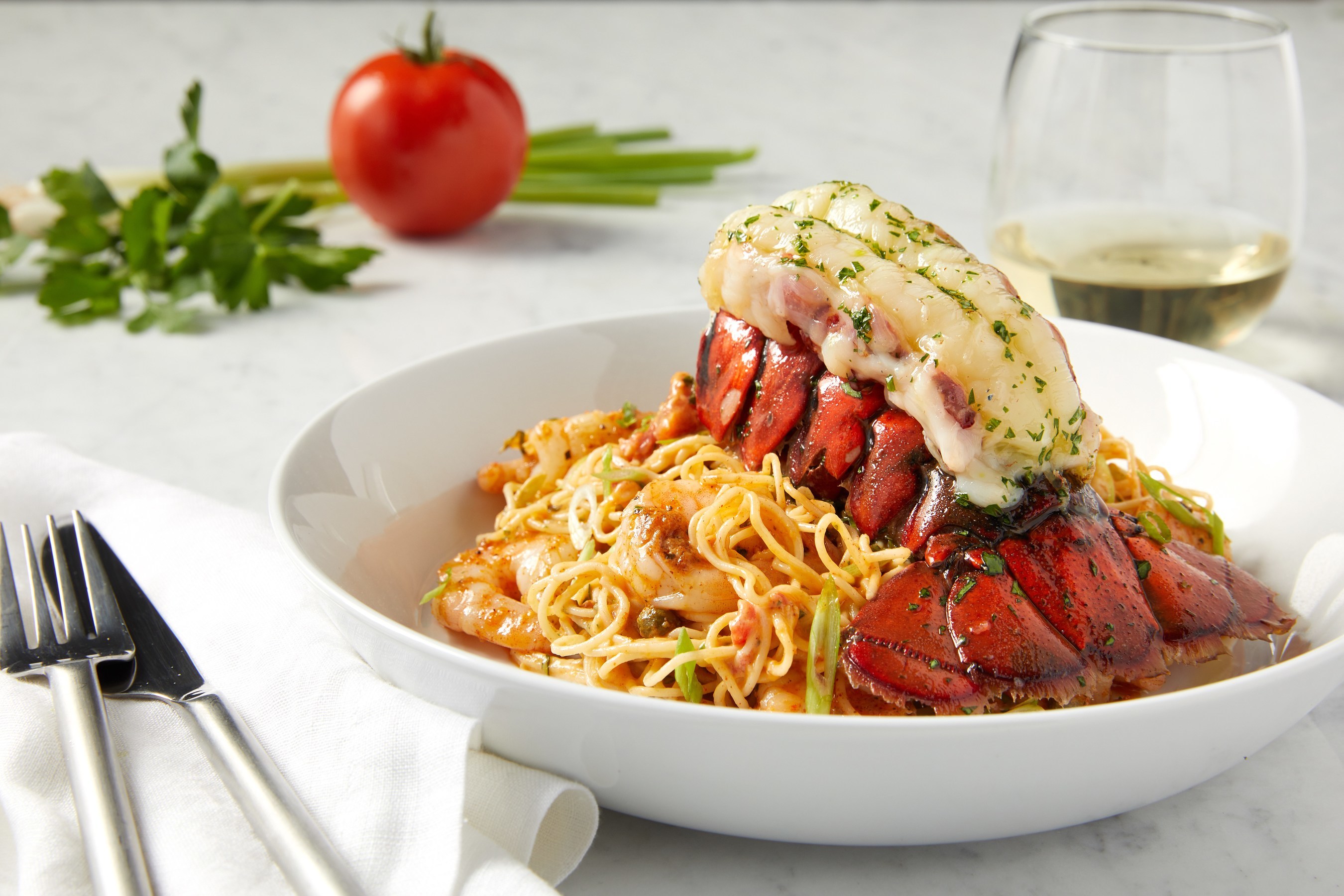 Shrimp And Lobster Fettuccine Bravo