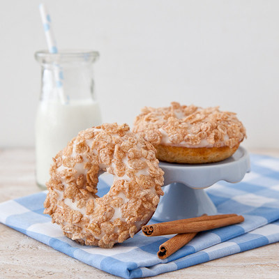 Cinnamon Pebbles Doughnuts are sure to be a crowd pleaser at the breakfast table.