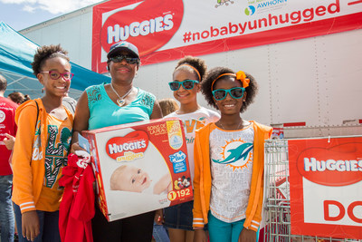 Huggies and the Miami Dolphins team up this Diaper Need Awareness Week with the "No Baby Unhugged" diaper drive at Hard Rock Stadium on Sunday, Sept. 25, 2016 in Miami Gardens, Fla. (Jesus Aranguren/AP Images for Huggies)