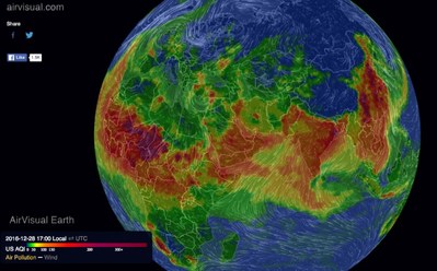 AirVisual Earth air pollution map