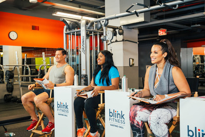 Blink Fitness launches 2017 ad campaign featuring real gym members. (From L to R) Former NFL punter Steve Weatherford, Blink Fitness personal trainer Sabine Milien, and actress Dascha Polanco