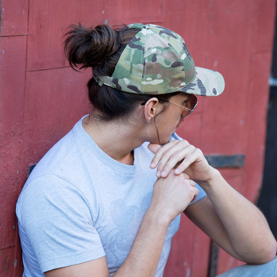 Man bun sales baseball cap