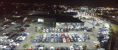 San Leandro Chrysler Jeep Dodge Ram in California brightens its lot under new LED lights.