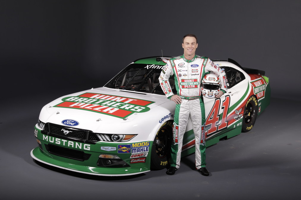 ATLANTA, GA - JULY 09: Kevin Harvick (#4 Stewart Haas Racing Hunt Brothers  Pizza Ford) races down the front stretch during the running of the NASCAR  Cup Series Quaker State 400 on