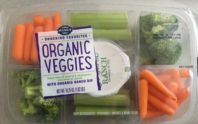 Front View of Organic Veggie Tray