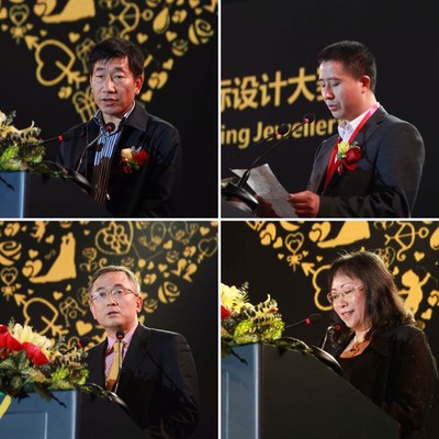 (Top left) Hongyue Shi, Deputy Secretary General of Gems & Jewellery Trade Association of China (Top right) Weigang Shi, Standing Member of C.P.C Shenzhen Yiantian District Committee & Executive Vice Director of the People's Government of Shenzhen Yantian District (Bottom left) Roland Wang, managing director of the World Gold Council in China (Bottom right) Letitia Chow, founder of JNA, CJNA and director of business development -- Jewellery Group at UBM Asia Ltd