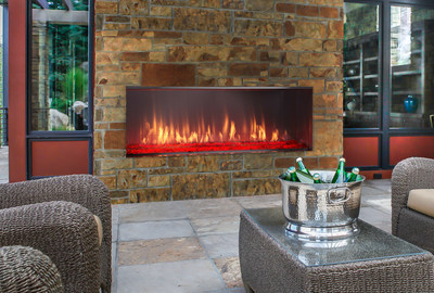 Offering contemporary style with a colorful firebed, the Lanai outdoor gas fireplace is the perfect centerpiece to enhance your exterior room. At 51 inches wide, it features rust-resistant stainless steel construction, including a stainless steel interior that reflects and magnifies the flame, as well as a glass wind guard to protect those flames and keep them full and lively.