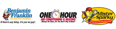 One Hour Heating & Air Conditioning, Benjamin Franklin Plumbing, Mister Sparky electric