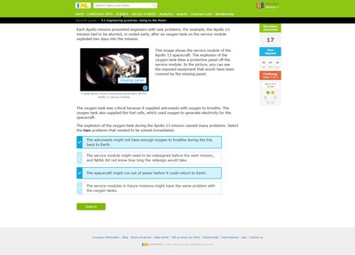 IXL Science for middle school covers topics such as molecules and atomic composition, cells and genetics, ecosystems, plate tectonics, engineering design and the scientific method. Skills are aligned to NGSS (Next Generation Science Standards) and state standards.