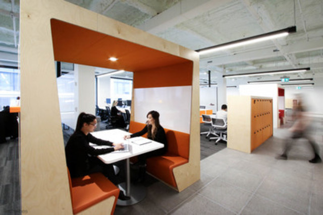 Collaboration station: Meeting rooms and areas are designed to create maximum collaboration, with open spaces and plenty of room to write on white boards all throughout Scotiabank’s Digital Factory. (CNW Group/Scotiabank)