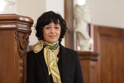 Emmanuelle Charpentier, during a photo session yesterday in the Berlin-Brandenburg Academy of Sciences.