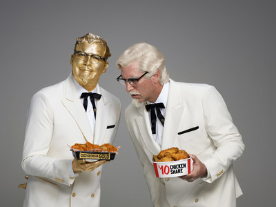 The new Georgia Gold Colonel -  Billy Zane and the Kentucky Buckets Colonel - Rob Riggle duel during the KFC Super Bowl LI commercial.
