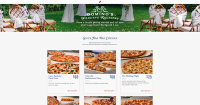 After creating and customizing their registry, couples can choose from a variety of featured gifts to enjoy before, during and after the wedding. For those who aren't sure what to serve at pre-wedding festivities like bachelorette parties, Domino's has it covered with "Cater the Bachelorette Party."
