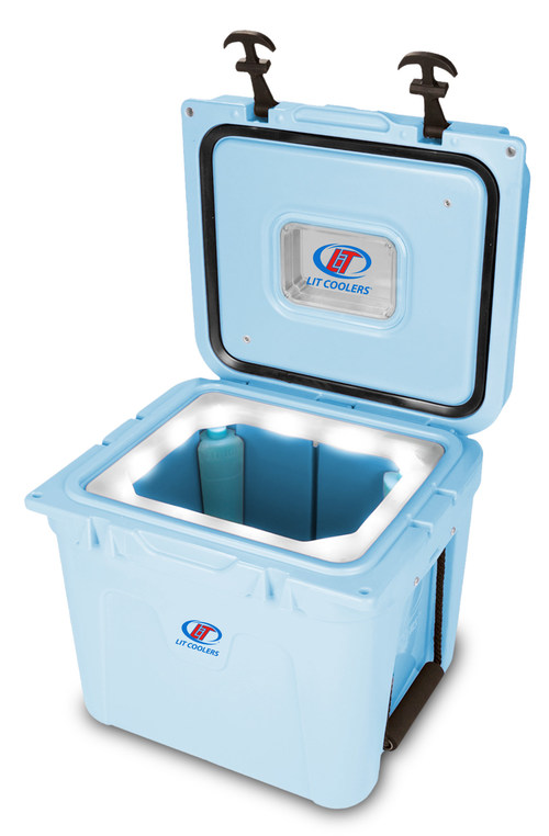 LiT Coolers feature patented Night Sight LED liners in all its coolers, including the TS-300, a 22-quart capacity model that also offers corner 'Ice Legs' for longer ice retention.
