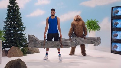 Sasquatch and Karl-Anthony Towns in Jack Link's Workin' Out With Sasquatch campaign