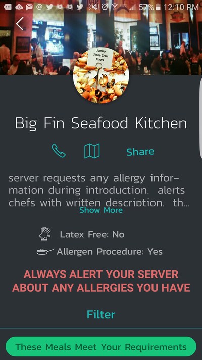 Restaurant Home page on App