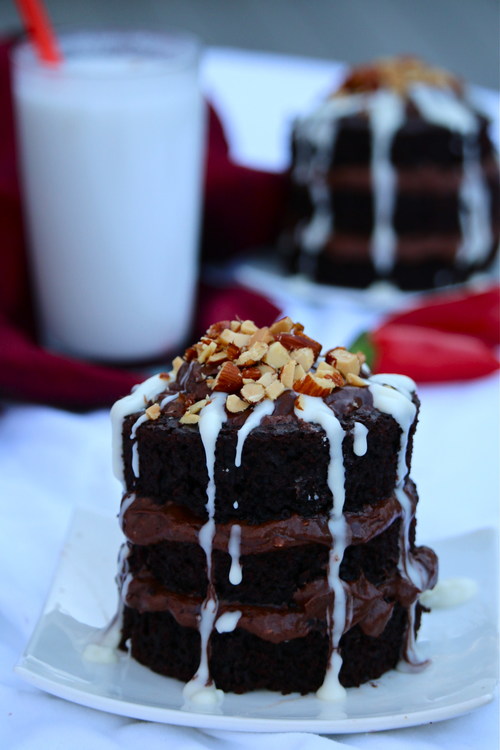 Smoky Chili Chocolate Cake with Chocolate Kahlua Milk Frosting & Vanilla Milk Drizzle created by Merry Graham from Newhall, CA. Photo credit: Merry Graham