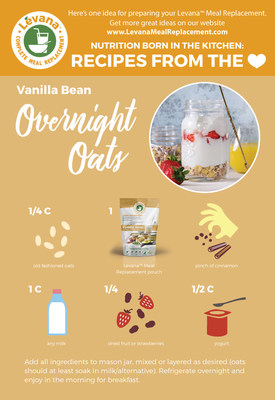 Try one of Levana's simple, "no-time-to-fuss" recipes. This one includes once pouch of Levana's Vanilla Bean flavor for a complete, balanced meal.