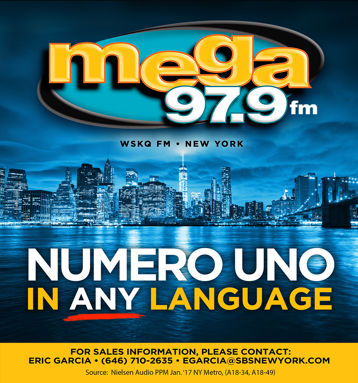 transferir melocotón Por La estación de radio hispana WSKQ-FM Mega 97.9FM se clasifica como la  número uno en Nueva York, en todos los formatos e idiomas