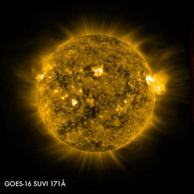 The Solar Ultraviolet Imager, built by Lockheed Martin, now delivers the fastest warning time of solar storms, which can knock out satellites in orbit and power grids on Earth. (Image courtesy of NOAA)