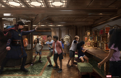 In Disney's Oceaneer Club aboard the Disney Fantasy, young guests will learn the ways of the mystic arts with Doctor Strange in the all-new Marvel Super Hero Academy. Children will also interact with and open portals to diverse locales around the Marvel Universe and immerse themselves in an exclusive gaming experience. This new space on the Disney Fantasy debuts on the May 17 three-night voyage from Port Canaveral. (Artist Concept)