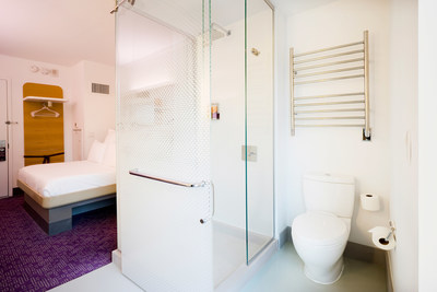 Amba Product's Radiant Heated Towel Rack in YOTEL located in New York.