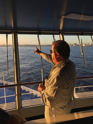 Frank Del Rio, the Cuban-born founder of Oceania Cruises and CEO of parent company Norwegian Cruise Line Holdings, Ltd, on the bridge of Oceania Cruises' M/S Marina as she sails into Havana Harbor on Thursday, March 9, 2017. Oceania Cruises is the first major North American cruise brand to sail to the idyllic island-nation of Cuba.